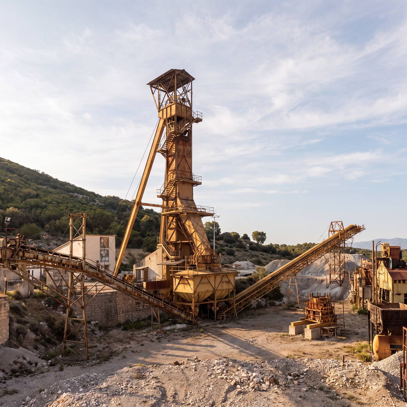 Vecchio castelletto minerario in disuso tra le colline del Gerrei