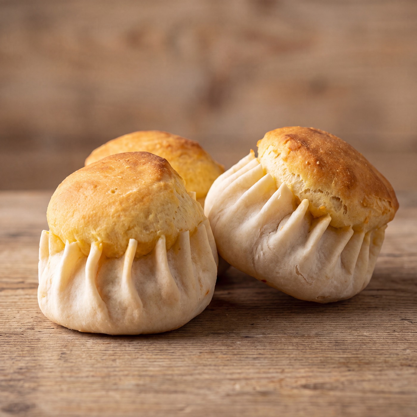 Pardule, dolci sardi di ricotta e zafferano, su un tavolo di legno